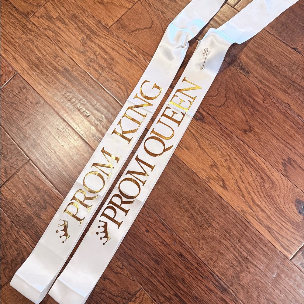 Source Unknown White and Gold Prom Sashes